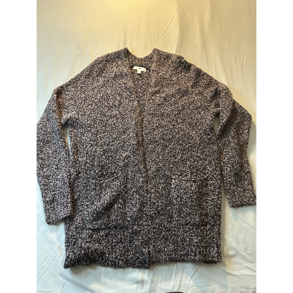 Loft black and‎ white marled open-front cardigan Small